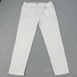 Ike Behar Linen Blend Pants Mens 2XL White Elastic Waist Drawstring Straight Leg